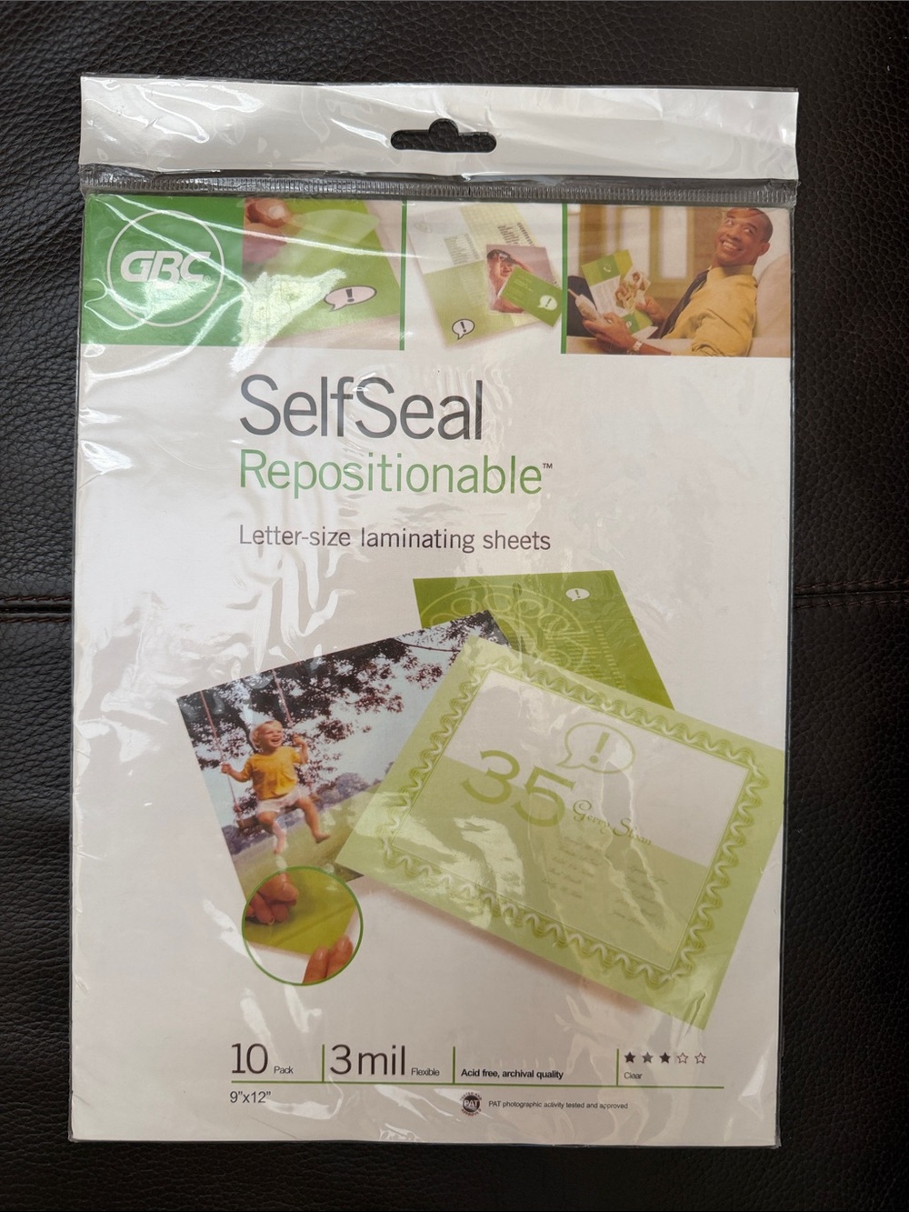 GBC SelfSeal Repositionable Clear Letter-Size Laminating Sheets 10 Pack